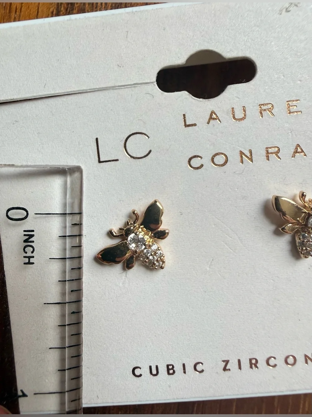 Retired LC Lauren Conrad Gold Tone Bee CZ Cubic Zirconia Accent Stud Earrings